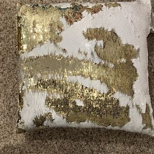Sequin Throw Pillow - Gold and White